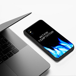 Чехол iPhone XS Max матовый Within Temptation blue fire, цвет: 3D-черный — фото 2