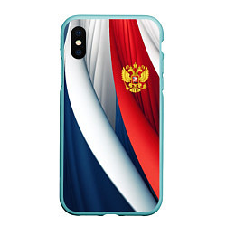 Чехол iPhone XS Max матовый Герб России абстракция, цвет: 3D-мятный