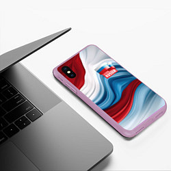 Чехол iPhone XS Max матовый Флаг России абстракт, цвет: 3D-сиреневый — фото 2