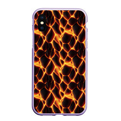 Чехол iPhone XS Max матовый Раскалённые камни лавы, цвет: 3D-светло-сиреневый