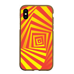 Чехол iPhone XS Max матовый Оптическая иллюзия вглубь, цвет: 3D-коричневый