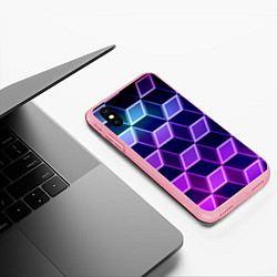 Чехол iPhone XS Max матовый Неоновые кубы иллюзия, цвет: 3D-баблгам — фото 2