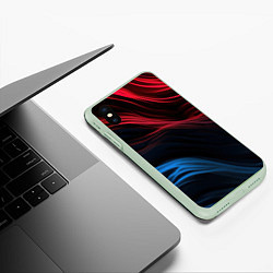 Чехол iPhone XS Max матовый Blue red black, цвет: 3D-салатовый — фото 2