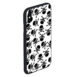 Чехол iPhone XS Max матовый Черепа и кости паттерном, цвет: 3D-черный — фото 2