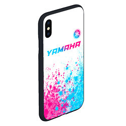 Чехол iPhone XS Max матовый Yamaha neon gradient style: символ сверху, цвет: 3D-черный — фото 2