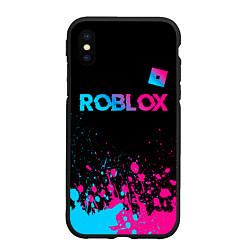 Чехол iPhone XS Max матовый Roblox - neon gradient: символ сверху
