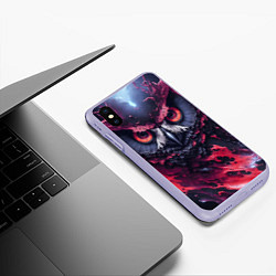 Чехол iPhone XS Max матовый Сова взгляд краска, цвет: 3D-светло-сиреневый — фото 2