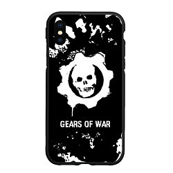 Чехол iPhone XS Max матовый Gears of War glitch на темном фоне, цвет: 3D-черный