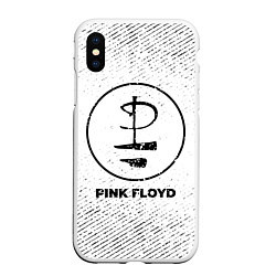 Чехол iPhone XS Max матовый Pink Floyd с потертостями на светлом фоне, цвет: 3D-белый