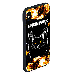 Чехол iPhone XS Max матовый Linkin Park рок кот и огонь, цвет: 3D-черный — фото 2