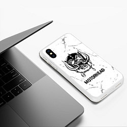 Чехол iPhone XS Max матовый Motorhead glitch на светлом фоне, цвет: 3D-белый — фото 2