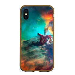 Чехол iPhone XS Max матовый Аморфный цветастый космос, цвет: 3D-коричневый