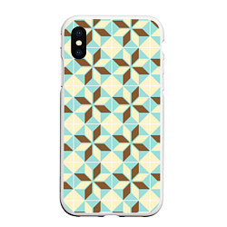 Чехол iPhone XS Max матовый Brown blue pattern, цвет: 3D-белый