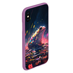 Чехол iPhone XS Max матовый Лягушка под дождем - нейросеть, цвет: 3D-фиолетовый — фото 2