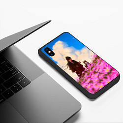 Чехол iPhone XS Max матовый Девушка самурай и сиба ину, цвет: 3D-черный — фото 2