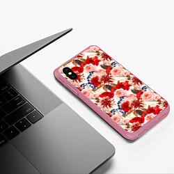 Чехол iPhone XS Max матовый Цветочный букет Flower bouquet, цвет: 3D-малиновый — фото 2