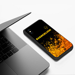 Чехол iPhone XS Max матовый Evangelion - gold gradient: символ сверху, цвет: 3D-черный — фото 2