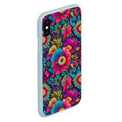 Чехол iPhone XS Max матовый Цветочный микс, цвет: 3D-голубой — фото 2