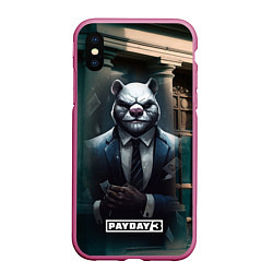 Чехол iPhone XS Max матовый Payday 3 white bear, цвет: 3D-малиновый