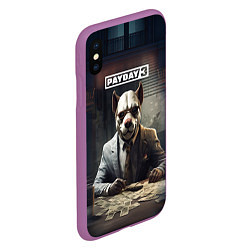 Чехол iPhone XS Max матовый Bulldog payday 3, цвет: 3D-фиолетовый — фото 2