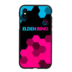 Чехол iPhone XS Max матовый Elden Ring - neon gradient: символ сверху