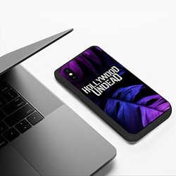 Чехол iPhone XS Max матовый Hollywood Undead neon monstera, цвет: 3D-черный — фото 2