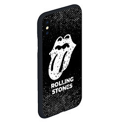 Чехол iPhone XS Max матовый Rolling Stones с потертостями на темном фоне, цвет: 3D-черный — фото 2