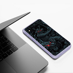 Чехол iPhone XS Max матовый Samurai and dragon, цвет: 3D-светло-сиреневый — фото 2