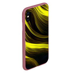 Чехол iPhone XS Max матовый Черные и желтые линии, цвет: 3D-малиновый — фото 2