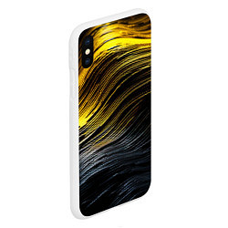 Чехол iPhone XS Max матовый Золотистые волны на черном, цвет: 3D-белый — фото 2