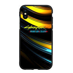 Чехол iPhone XS Max матовый Cyberpunk 2077 phantom liberty black gold, цвет: 3D-черный