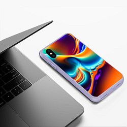 Чехол iPhone XS Max матовый Радужные линии абстракция, цвет: 3D-светло-сиреневый — фото 2