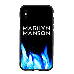 Чехол iPhone XS Max матовый Marilyn Manson blue fire, цвет: 3D-черный