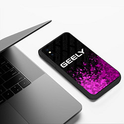 Чехол iPhone XS Max матовый Geely pro racing: символ сверху, цвет: 3D-черный — фото 2