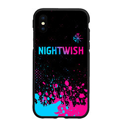 Чехол iPhone XS Max матовый Nightwish - neon gradient: символ сверху, цвет: 3D-черный