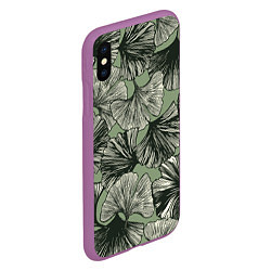 Чехол iPhone XS Max матовый Big leaves, цвет: 3D-фиолетовый — фото 2