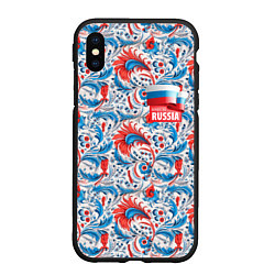 Чехол iPhone XS Max матовый Russia pattern, цвет: 3D-черный