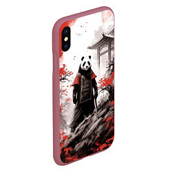 Чехол iPhone XS Max матовый Panda samurai, цвет: 3D-малиновый — фото 2
