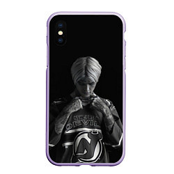 Чехол iPhone XS Max матовый Lil Peep in the dark, цвет: 3D-светло-сиреневый