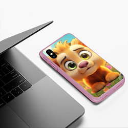 Чехол iPhone XS Max матовый Милый маленький львенок, цвет: 3D-розовый — фото 2