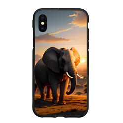 Чехол iPhone XS Max матовый Африканский слон в саванне, цвет: 3D-черный