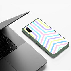 Чехол iPhone XS Max матовый Нежный геометрический узор из полос, цвет: 3D-темно-зеленый — фото 2