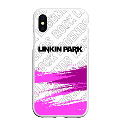 Чехол iPhone XS Max матовый Linkin Park rock legends: символ сверху, цвет: 3D-белый