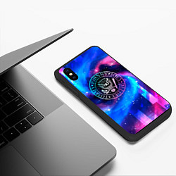 Чехол iPhone XS Max матовый Ramones неоновый космос, цвет: 3D-черный — фото 2