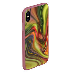 Чехол iPhone XS Max матовый Abstraction waves, цвет: 3D-малиновый — фото 2