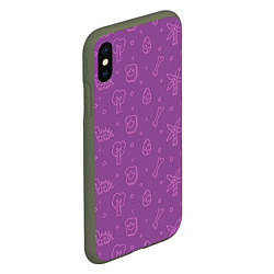 Чехол iPhone XS Max матовый Violet dinosaurs, цвет: 3D-темно-зеленый — фото 2