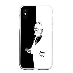 Чехол iPhone XS Max матовый Homer Simpson - black and white, цвет: 3D-белый