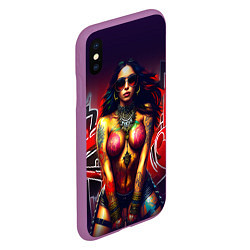 Чехол iPhone XS Max матовый Девушка панк, цвет: 3D-фиолетовый — фото 2