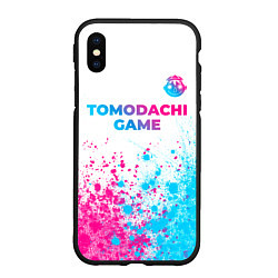 Чехол iPhone XS Max матовый Tomodachi Game neon gradient style: символ сверху