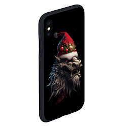 Чехол iPhone XS Max матовый Дракон в шапке Санта Клауса: арт нейросети, цвет: 3D-черный — фото 2